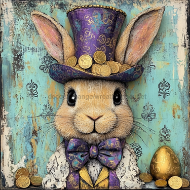 Mardi Gras Sign, Top Hat Sign, DCO-13127, Sign For Wreath, 10x10